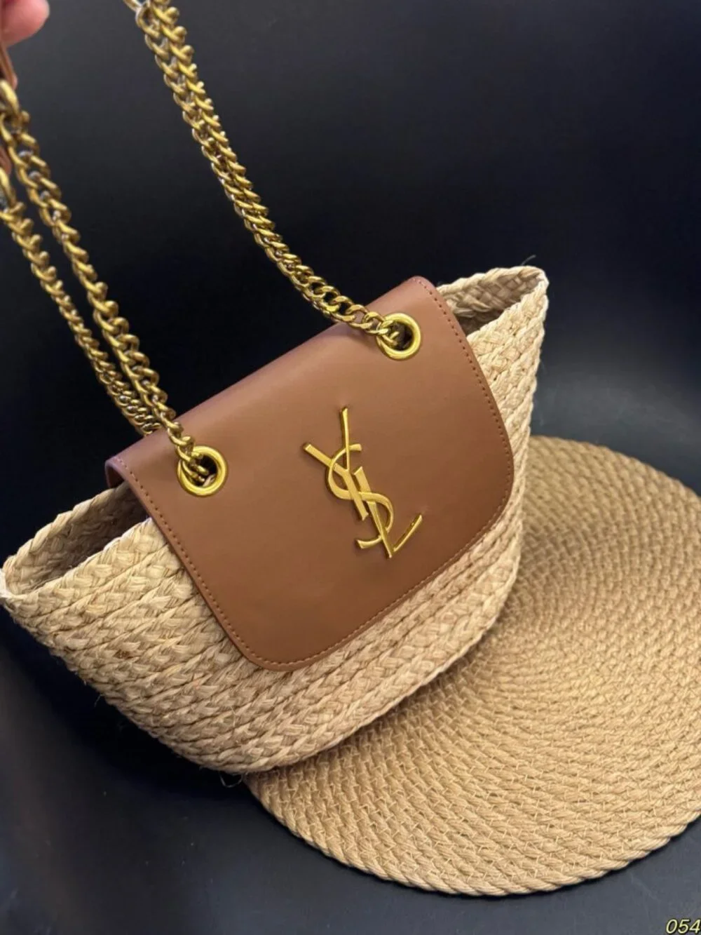 🌙Yves Saint Laurent 🌙straw woven tote bag 16x15cm